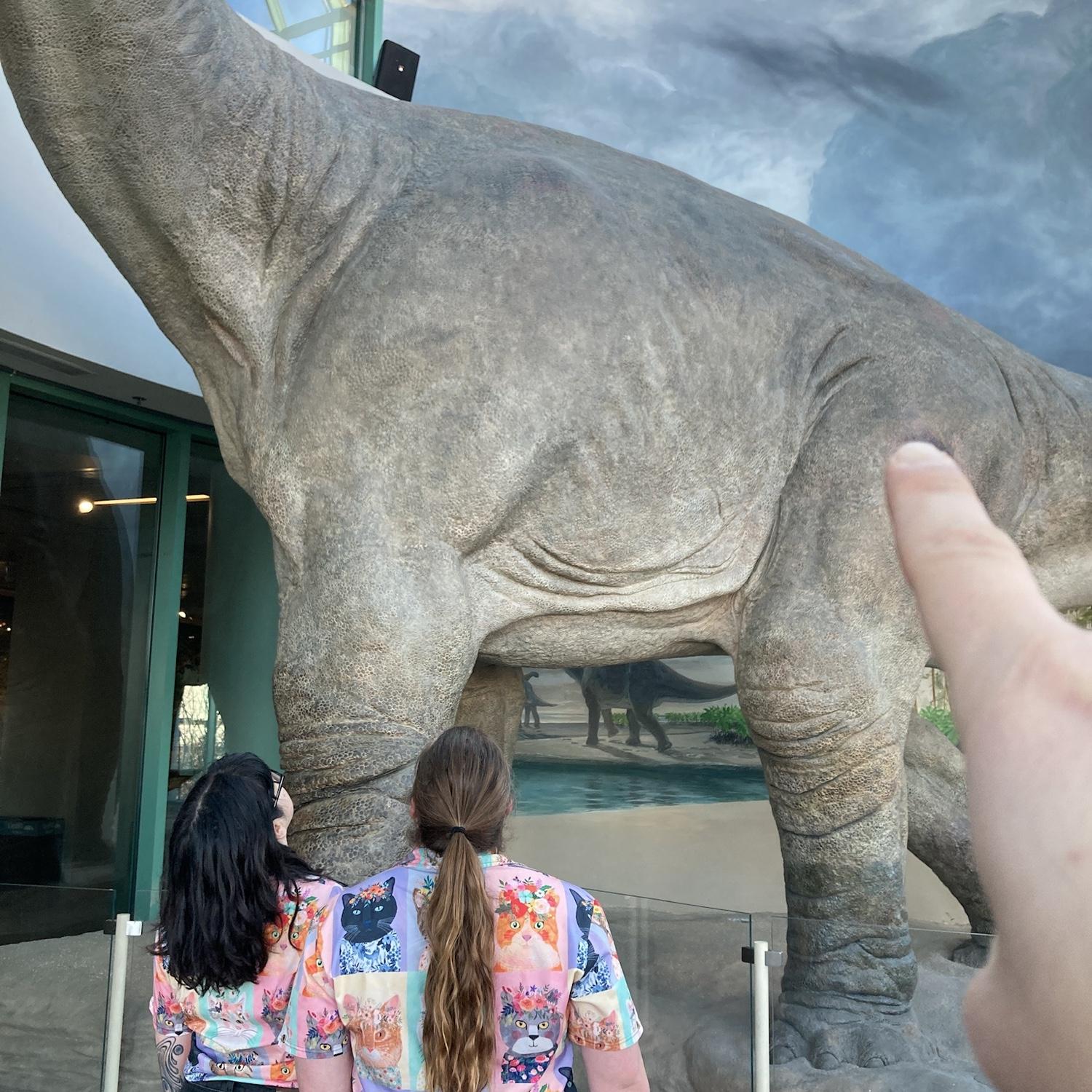 Kyle kindly used his finger to hide the dinosaur wound.
