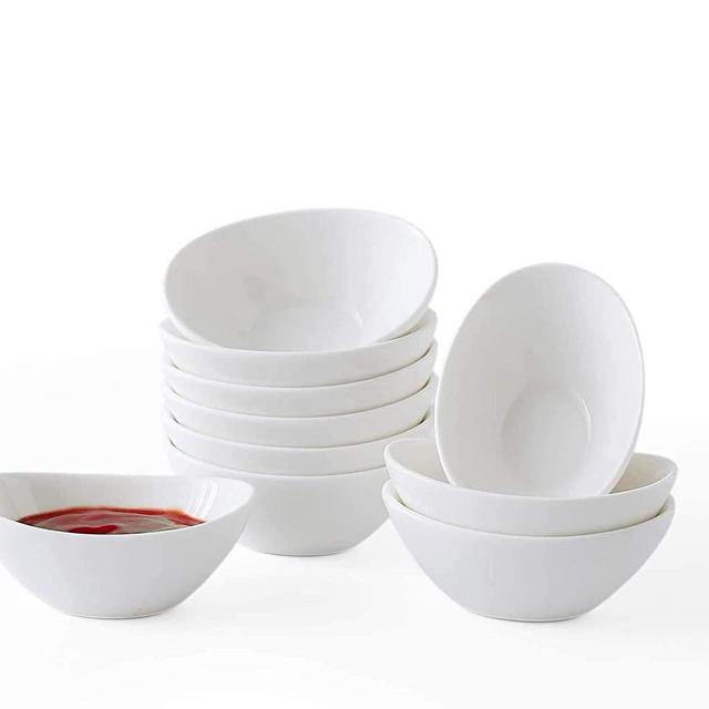 TAMAYKIM 2.5 oz White Porcelain Dipping Bowls Set of 10 , Sauce Bowls/Dishes for Soy Sauce, Ketchup, BBQ Sauce or Seasoning