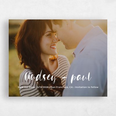 White Fall Wedding Save the Date - Lyons Landscape