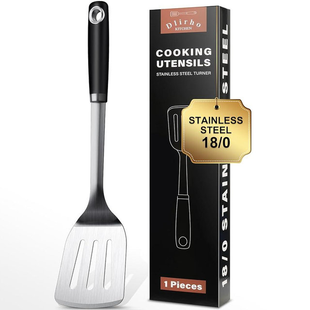 Stainless Steel Spatula Set, 1PC Heavy Duty Turner/Metal Spatula, High Heat Resistant Kitchen Cooking Utensils, Ideal Cookware for Frying Steak, Fish, Eggs or Pancakes