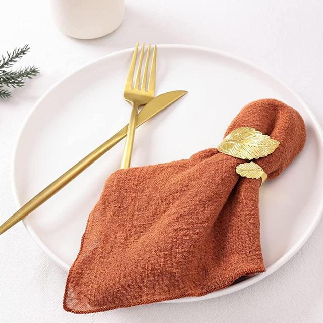 LINXTAR Cheesecloth Gauze Napkins 10 Pack 16x16 Inches Terracotta Bulk Vintage Handmade Cotton Cloth Napkins Events Decorative Rustic Soft Boho Dinner Napkins for Parties Wedding Everyday Use