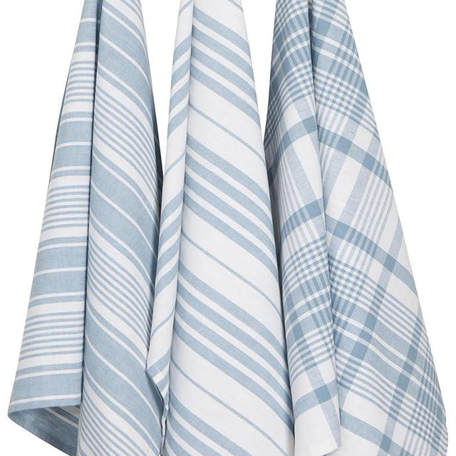 Now Designs Jumbo Woven Cotton Kitchen Towels Slate Blue, Set of 3
