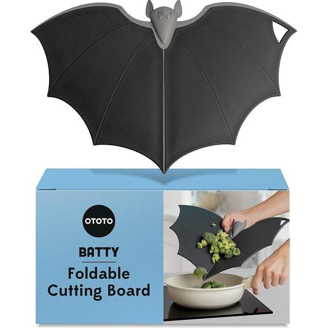 NEW!! Cutting Board by OTOTO – Wooden & Plastic Cutting Boards for Kitchen, Fun & Spooky Kitchen Gadgets, Housewarming & Goth Gifts, Dishwasher Safe (Bat, Plastic)
