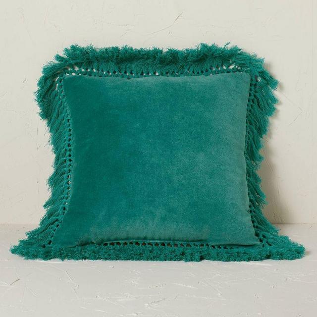 Textured Tufted Square Throw Pillow Rust - Opalhouse designed with Jungalow