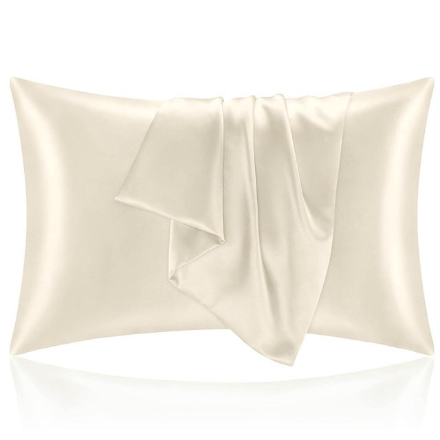 BEDELITE Satin Pillowcase for Hair and Skin, Queen Pillow Cases Set of 2 Pack, Super Soft Silky Beige Pillow Case with Envelope Closure (20x30 Inches)