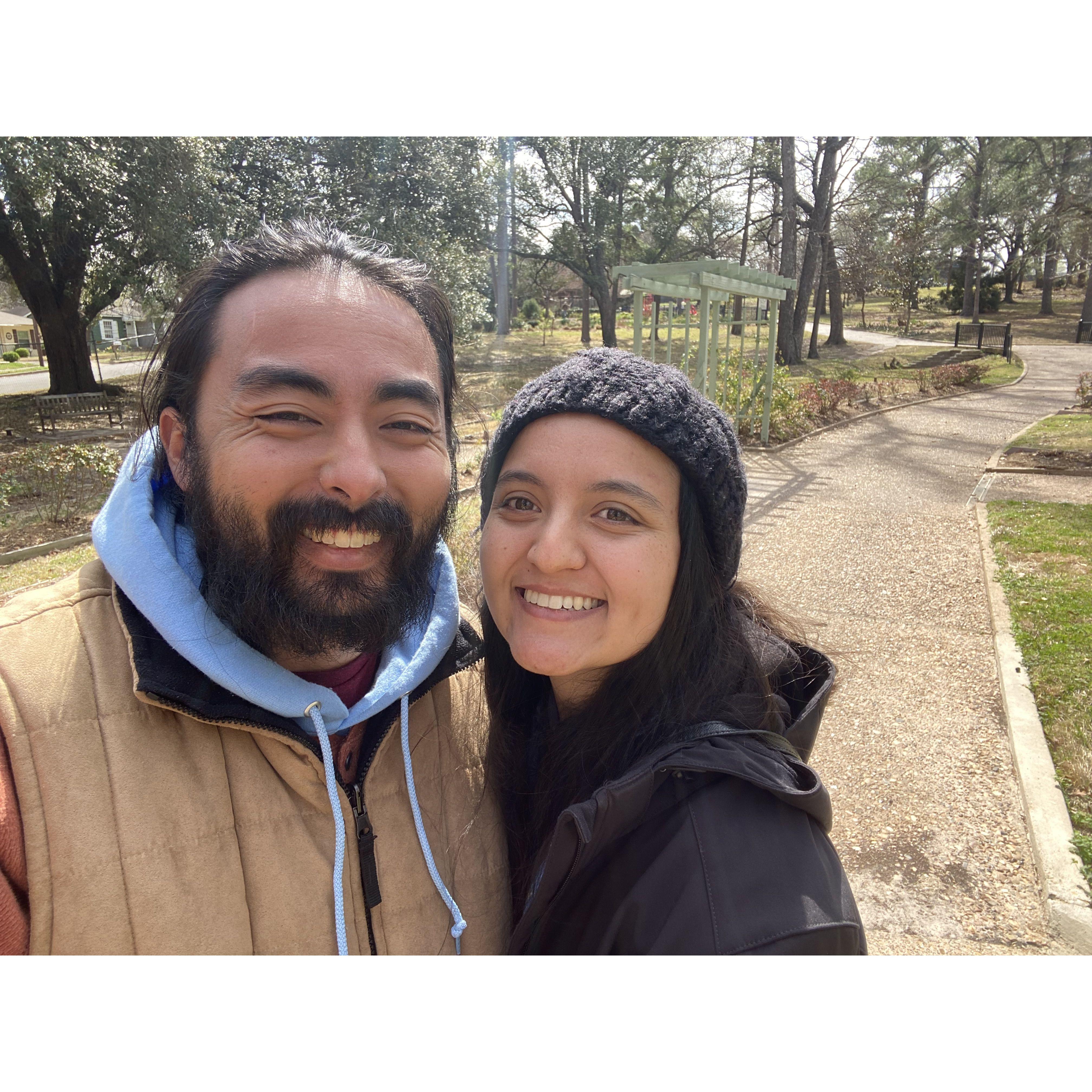 Visiting a garden in Tyler, Texas