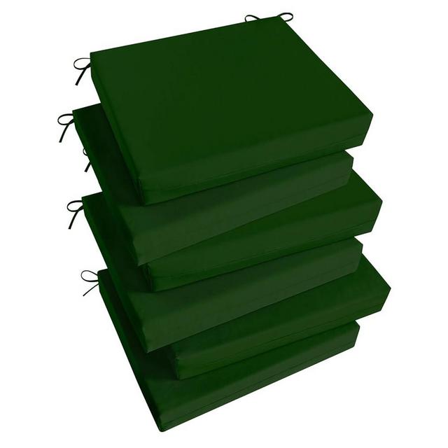 Basic Beyond Outdoor Chair Cushions Set of 6, Square Corner Outdoor Cushions for Patio Furniture, Water Resistant Patio Chair Cushions with 2 Ties, 18.5x16x3, Forest Green