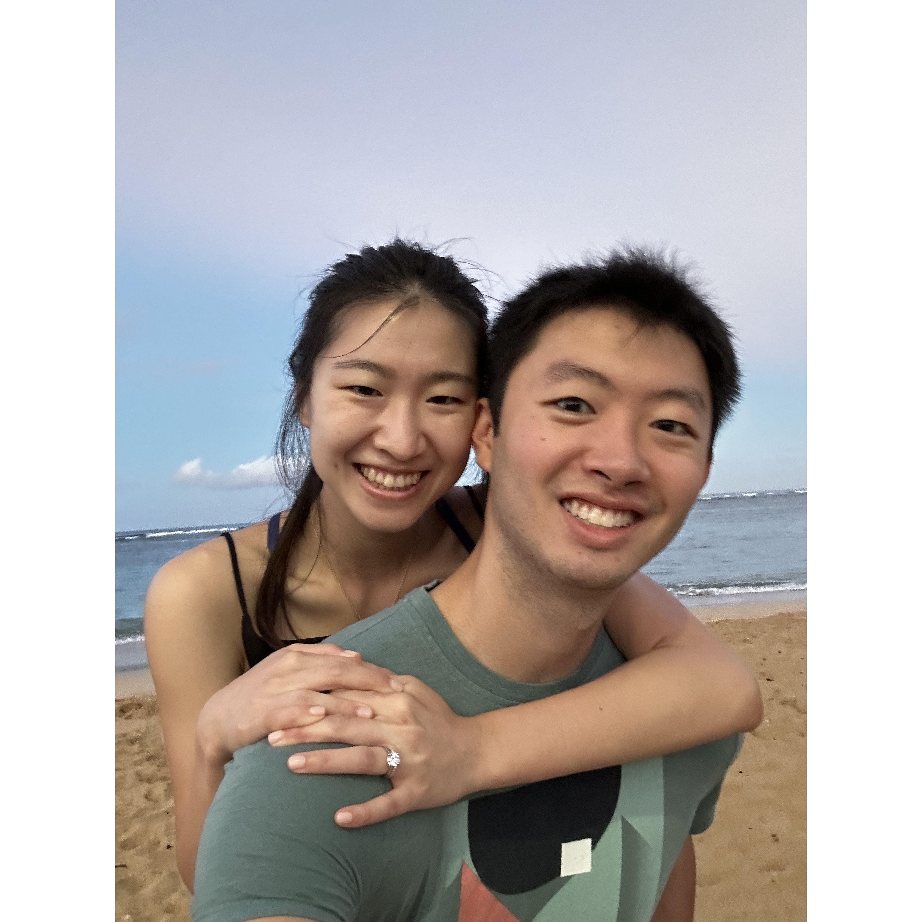 September 2022, Honolulu - Waikiki sunrise piggyback ride selfie!