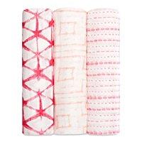 aden + anais silky soft swaddle 3 pack, berry shibori