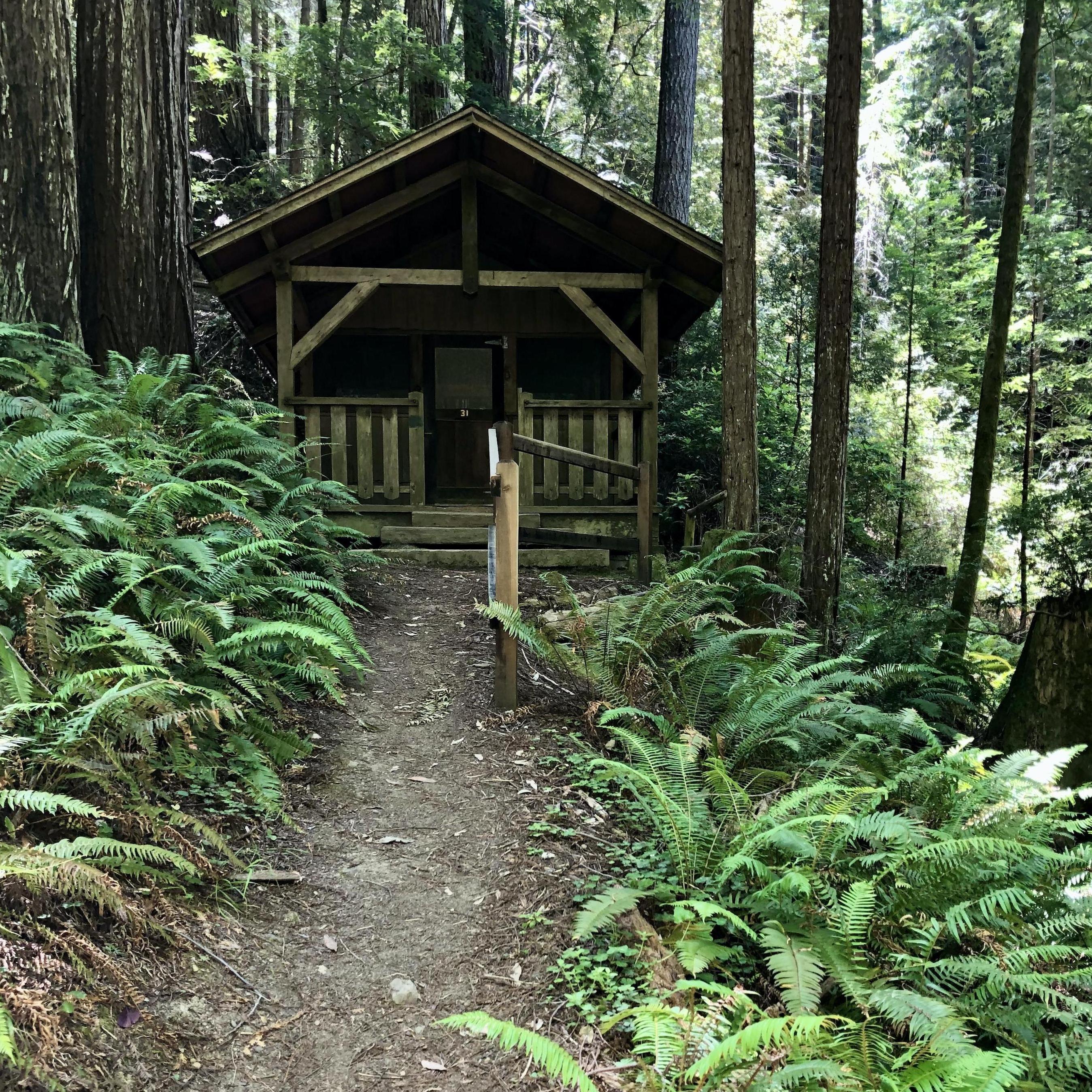 One of the cozy open-air cabins.