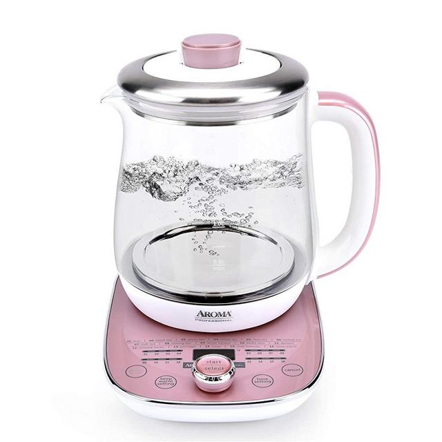Aroma Professional AWK-701 16-in-1 Nutri-Water, Green, Fruit, Flower Tea, Coffee, Multi-Use Kettle, Delay Timer, 1.5L, Pink