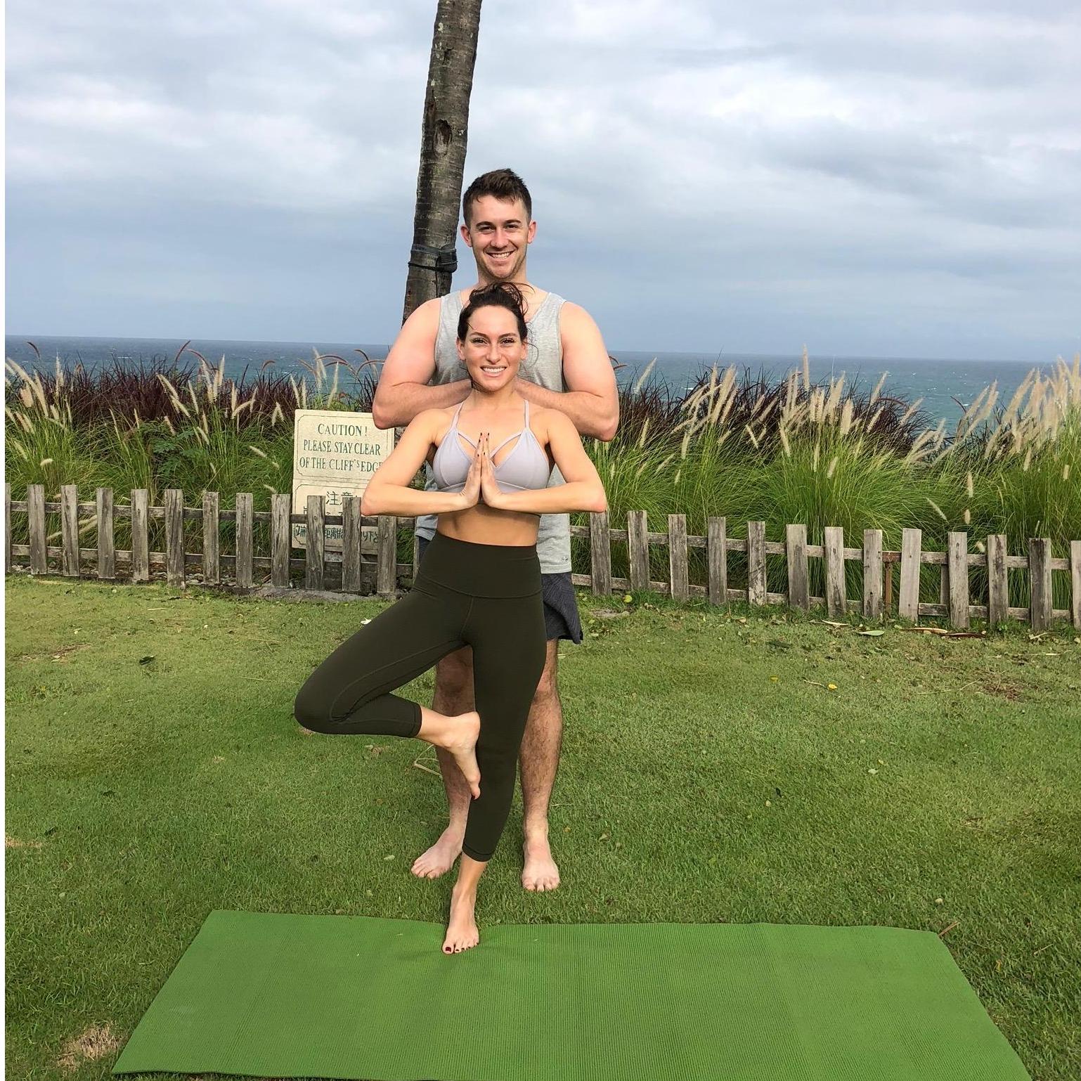 Even before they fell in love, Matt and Steph practiced Yoga together every week. Stephs Yoga Pants aren't THE reason they ended up together, but they certainly didn't hurt!