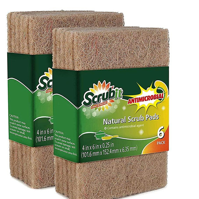 All Natural Scouring Pad by Scrub-it - Cuts Through Kitchen Dirt with Ease - Dish and Pot Non-Scratch Scrubber - 100% Natural Sisal Cleaning Scrubbing Pads - 12 Pack