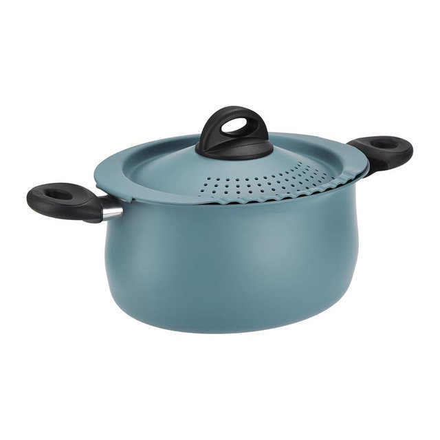 Bialetti Taste of Italy Nonstick Pasta Pot with Strainer Lid, 5.5-Quart, Teal