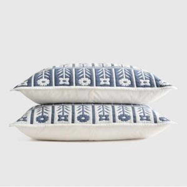 Organic Cotton Jacquard Floral Sham Set in Glacier Blue