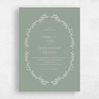Green Greenery Wedding Invitation - Kently Portrait