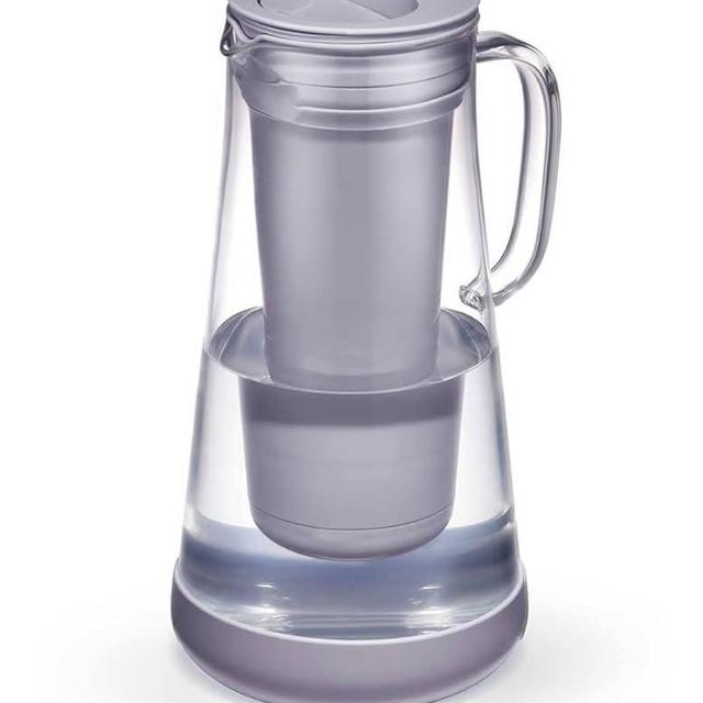 LifeStraw Home– Water Filter Pitcher, 7-Cup, Glass with Silicone Base, Wisteria, for Everyday Protection Against Bacteria, parasites, microplastics, Lead, Mercury, PFAS and a Variety of Chemicals