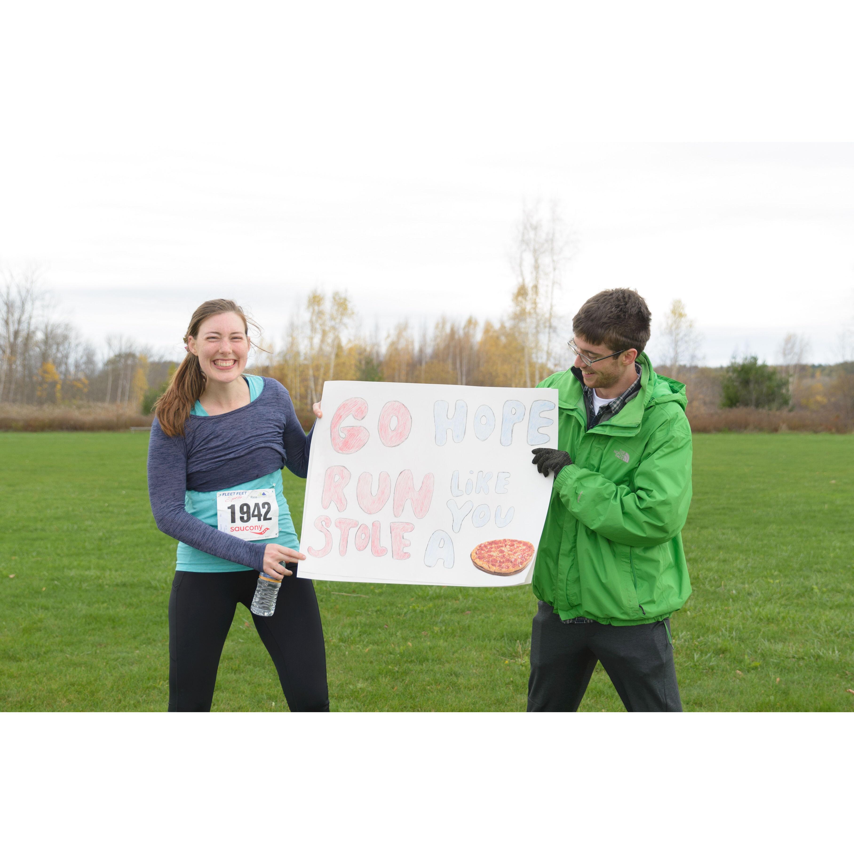 After Hope's first half-marathon in 2017. We'd been dating approximately 5 minutes and he came to cheer me on.