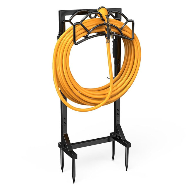 Yumatum Garden Hose Holder Reel, Upgraded Metal Hose Reels Holds 150ft Hose, Heavy Duty Freestanding Water Hose Holders, Detachable Hose Storage Hanger for Outside - Fan-Shaped