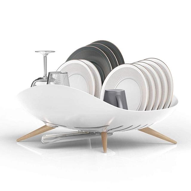 Carrotez Dish Drying Rack , Dish Rack, Dish Drainer, Dish Rack and drainboard Set, Dish Drying Rack with drainboard and Swivel Spout, Easy Installation, White