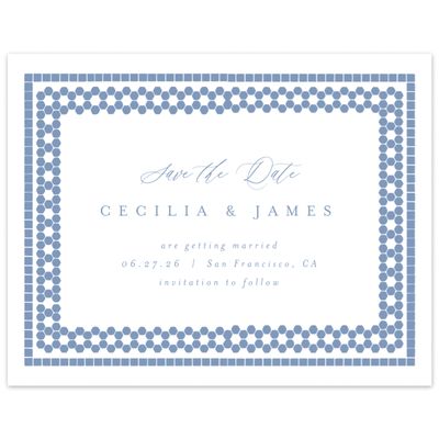 Blue Geometric Wedding Digital Save the Date - Clover Landscape