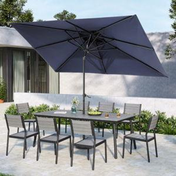 Pellebant 10-ft Steel Navy Push-button Tilt Market Patio Umbrella