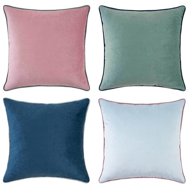 MONDAY MOOSE Decorative Throw Pillow Covers Cushion Cases, Set of 4 Soft Velvet Modern Double-Sided Designs, Mix and Match for Home Decor, Pillow Inserts Not Included (20x20 inch, Pink/Blue)