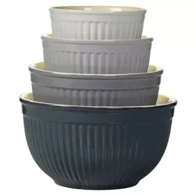 Denmark 4-Piece Ceramic Mixing Bowl Set in Grey