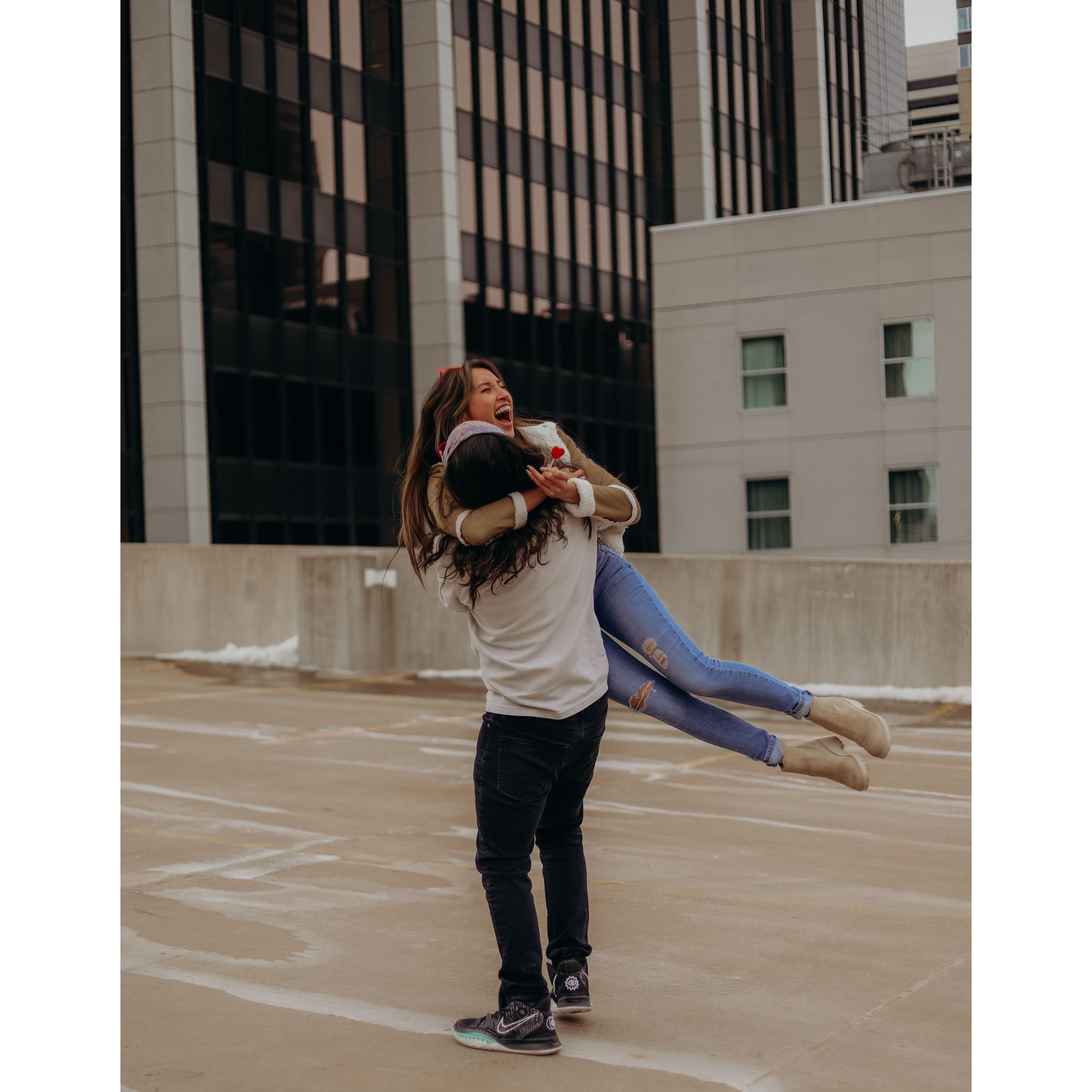 One of Momma Koon’s Favorite photos of us, because Jordan spun me so fast that my feet are almost sideways!