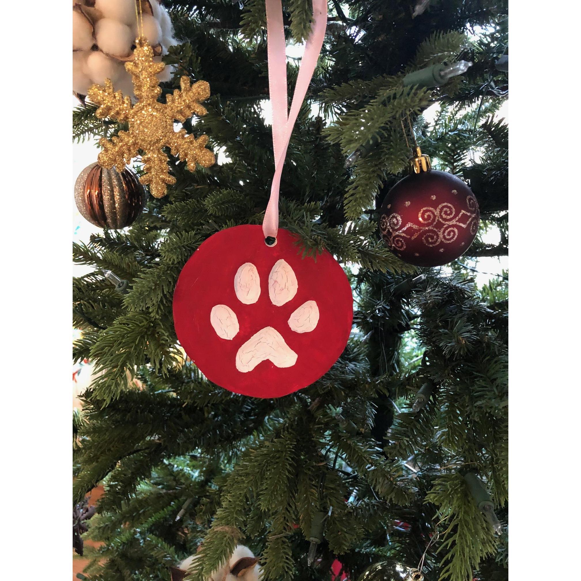 Kahlau's paw print on our first Christmas tree