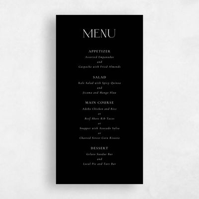 Black Wedding Menu - Piccola