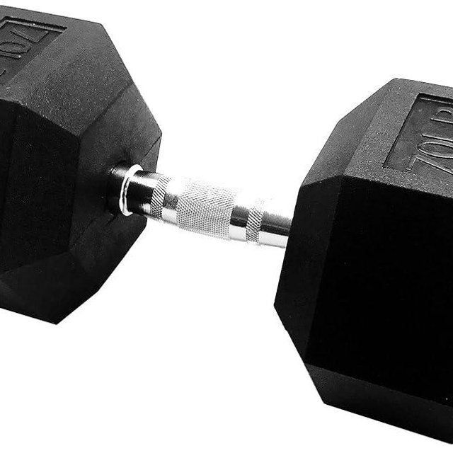 Signature Fitness Rubber Coated Hex Dumbbells Hand Weights for Exercises and Fitness Home Gym, 5-50 lbs, Pairs