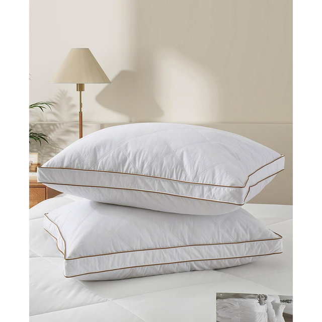UNIKOME Diamond Quilted Goose Feather Gusseted 2-Pack Pillows, King