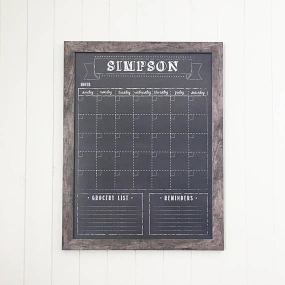 Chalkboard Calendar, Dry Erase 18x24 Calendar