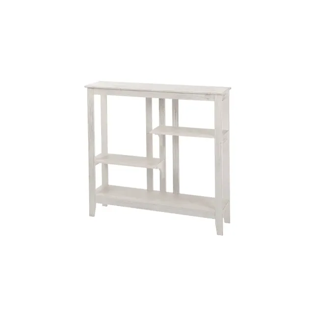 The Lakeside Collection Distressed Finish Console Table - Hallway Table with Display Shelves - White