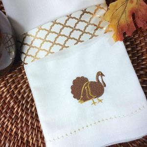 Thanksgiving Turkey Cloth Napkins, set of 4, turkey napkins, thanksgiving napkins, thanksgiving cloth napkins, embroidered napkins