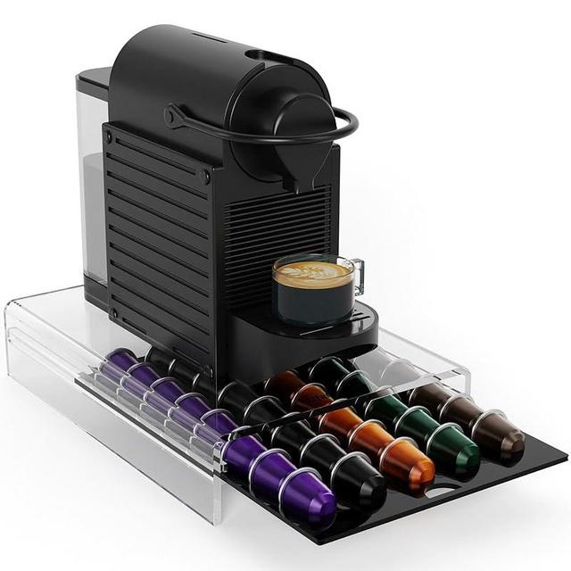 Storage Drawer for Nespresso OriginalLine Coffee Pod Holder for Counter Acrylic Coffee Capsule Organizer - 40 Pods