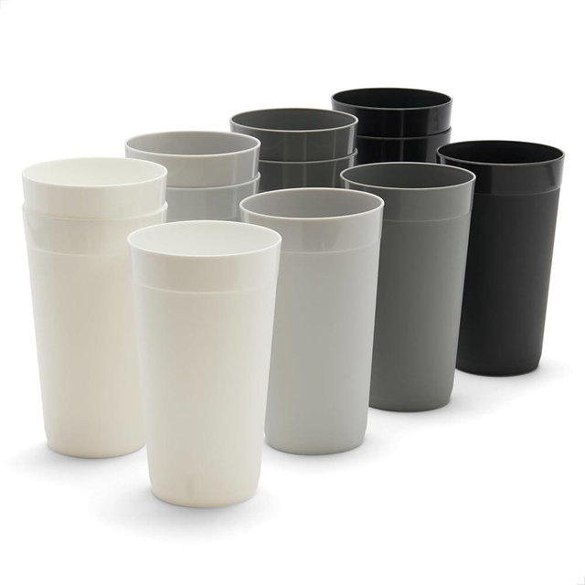 Betta 20oz Everyday Tumbler - Slate Set, 12 Count, PP Drinking Glasses, BPA-Free, Shatterproof, Microwave Safe and Top Rack Dishwasher Safe Plastic Stackable Water Cups