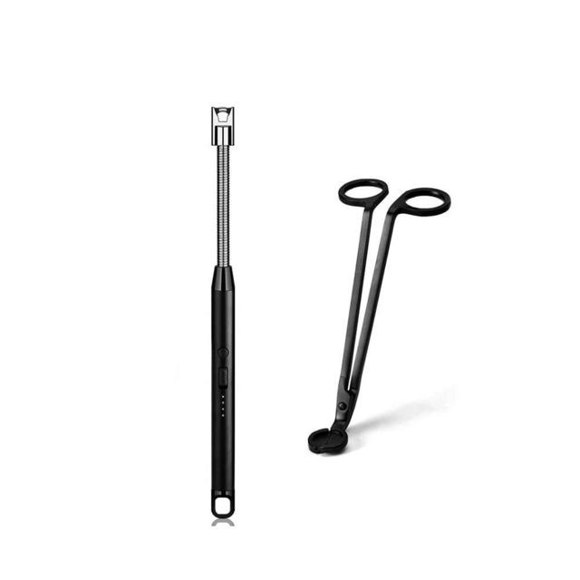Vidisan Candle Wick Trimmer Wick Clipper Wick Cutter Scissor Candle Lighter,Electric Rechargeable Arc Lighter Display USB Lighter-Black