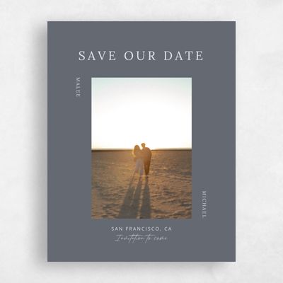 Charcoal, Grey Wedding Save the Date - Keanu Portrait