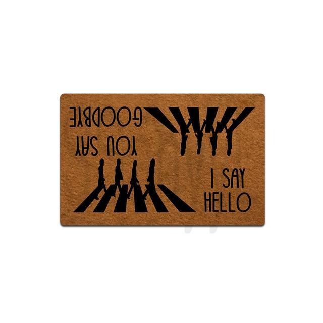 Funny Front Door Mat You Say Goodbye and I Say Hello Doormat Funny Decor Rubber Non Slip Backing Funny Doormat for Outdoor/Indoor Uses, Low-Profile Rug Mats for Entry 23.6"(W) X 15.7"(L)