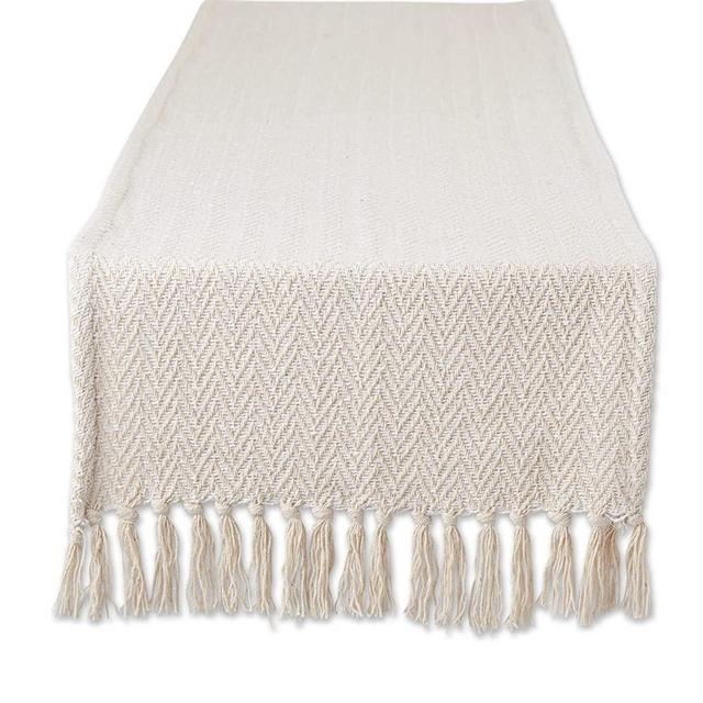 DII Woven Basic Tabletop Collection Chevron Table Runner, 15x108, Off-White