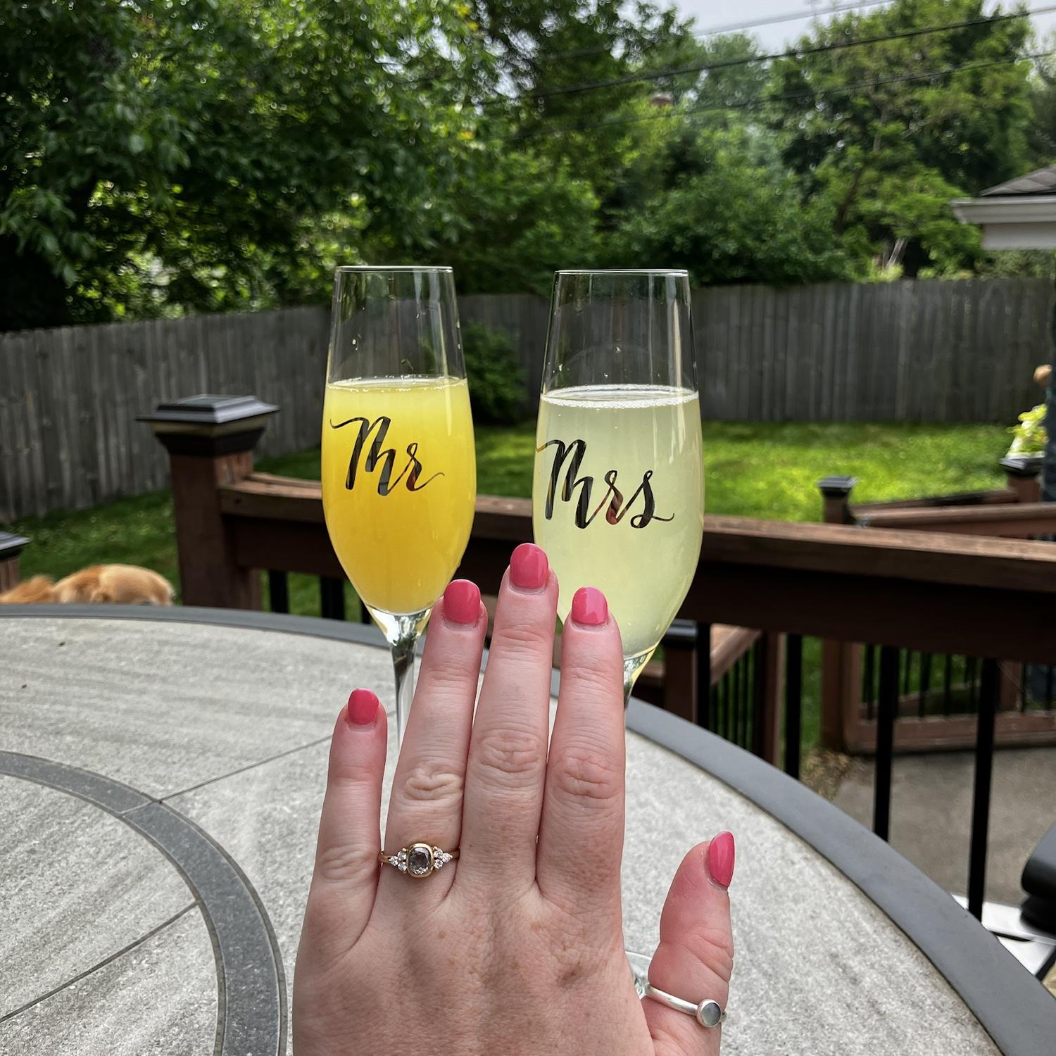Celebratory Mimosas after the proposal