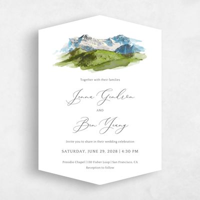 White Diamond Wedding Invitation - Mirador Portrait