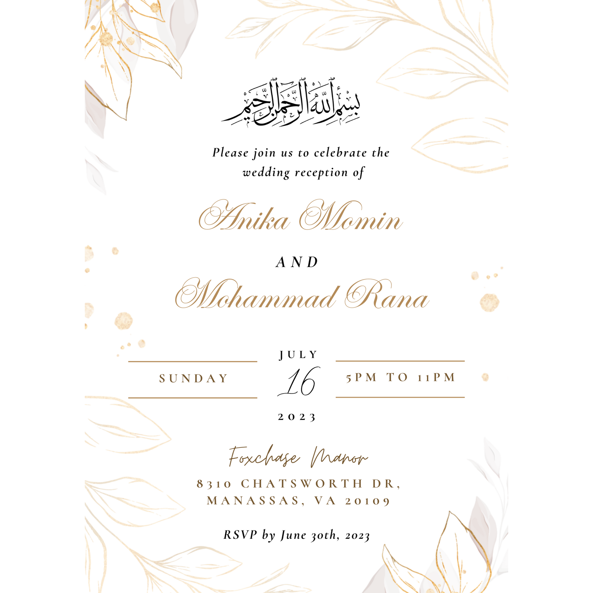 Invitation for Reception