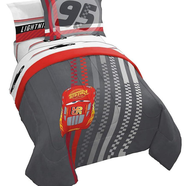 Jay Franco Disney Pixar Cars Race Ready 7 Piece Full Bed Set - Includes Comforter & Sheet Set - Bedding Features Lightning McQueen - Super Soft Fade Resistant Microfiber
