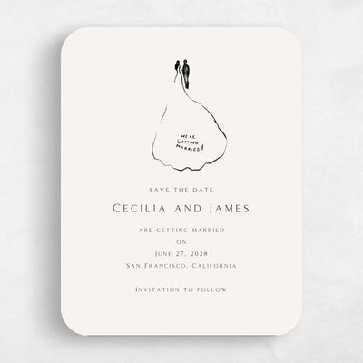 Beige Rounded Wedding Save the Date - Dunluce Portrait