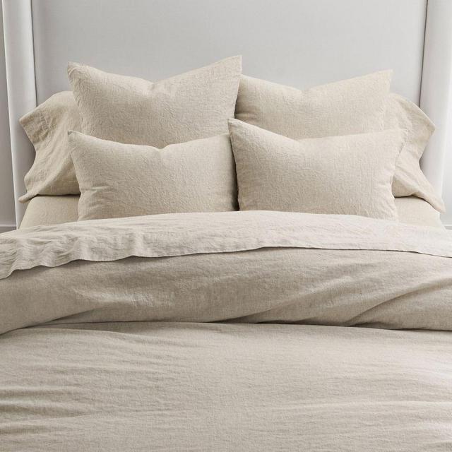 Oatmeal European Flax Linen/Cotton Duvet Cover, Full/Queen