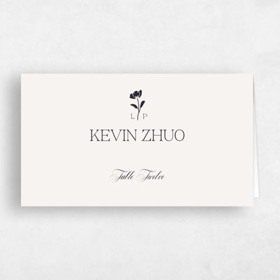 Beige Typography Wedding Place Card - Kendall