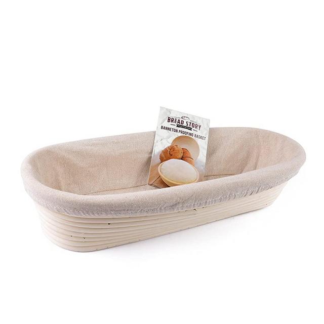 (14x6 inch) Oval Proofing Basket Set by Bread Story Oval Banneton Brotform Handmade Unbleached Natural Cane Bread Baking Kit with Cloth Liner - Course Discount Coupon